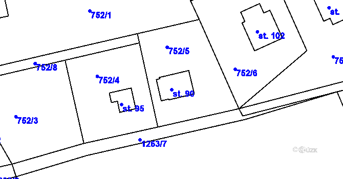 Parcela st. 90 v KÚ Kobylí, Katastrální mapa