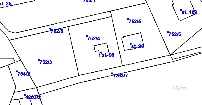 Parcela st. 95 v KÚ Kobylí, Katastrální mapa