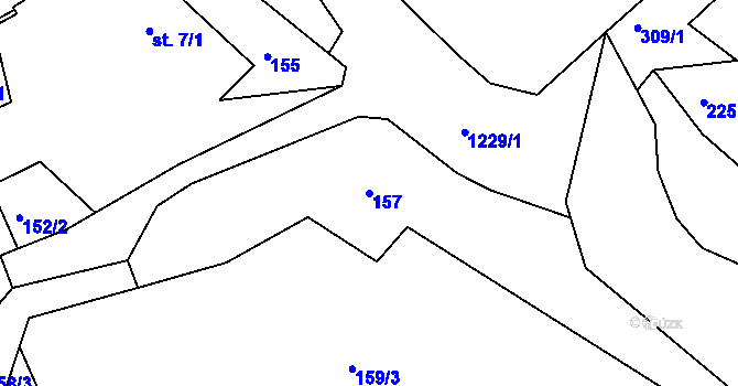 Parcela st. 157 v KÚ Kobylí, Katastrální mapa