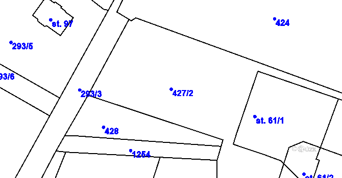 Parcela st. 427/2 v KÚ Kobylí, Katastrální mapa