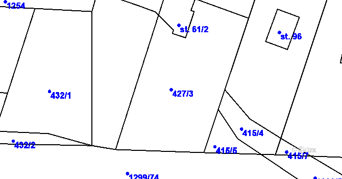 Parcela st. 427/3 v KÚ Kobylí, Katastrální mapa
