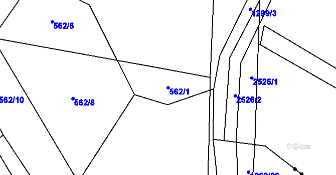 Parcela st. 562/1 v KÚ Kobylí, Katastrální mapa