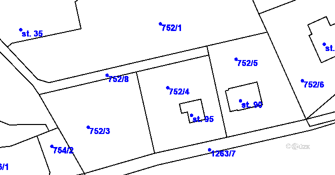 Parcela st. 752/4 v KÚ Kobylí, Katastrální mapa