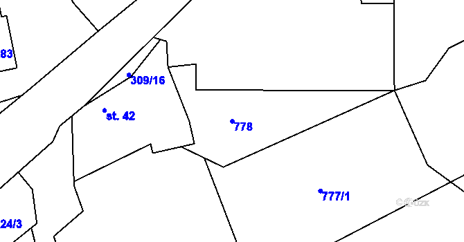Parcela st. 778 v KÚ Kobylí, Katastrální mapa