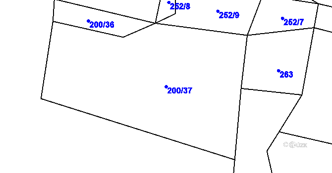 Parcela st. 200/37 v KÚ Kobylí, Katastrální mapa