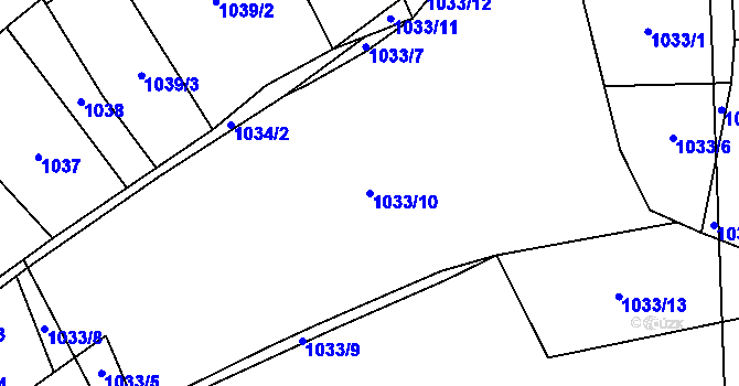 Parcela st. 1033/10 v KÚ Kobylí, Katastrální mapa