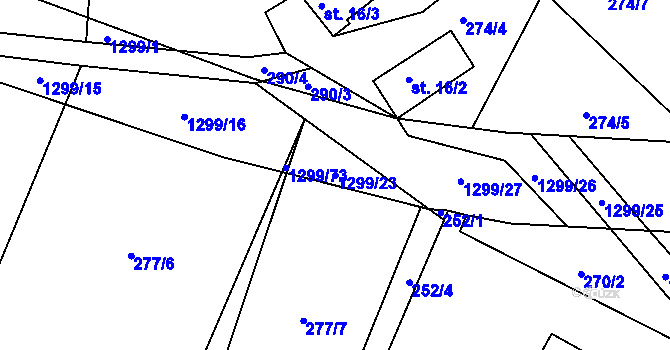 Parcela st. 1299/23 v KÚ Kobylí, Katastrální mapa