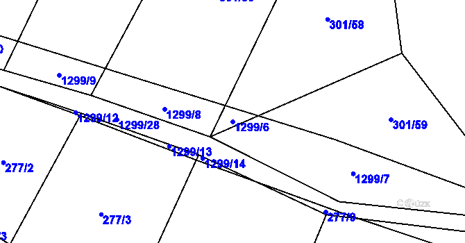 Parcela st. 1299/6 v KÚ Kobylí, Katastrální mapa
