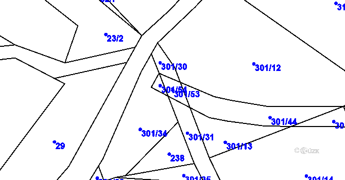 Parcela st. 301/53 v KÚ Kobylí, Katastrální mapa