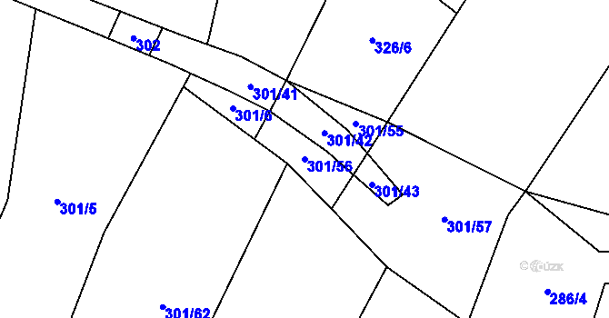 Parcela st. 301/56 v KÚ Kobylí, Katastrální mapa