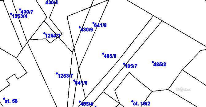 Parcela st. 485/6 v KÚ Kobylí, Katastrální mapa