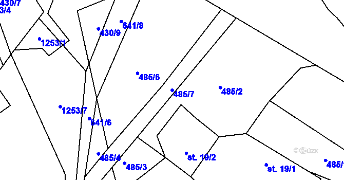 Parcela st. 485/7 v KÚ Kobylí, Katastrální mapa