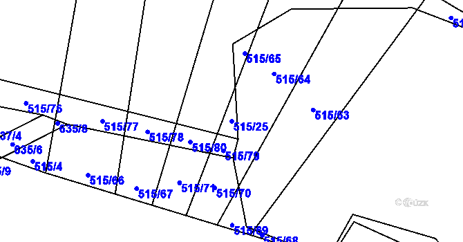 Parcela st. 515/25 v KÚ Kobylí, Katastrální mapa