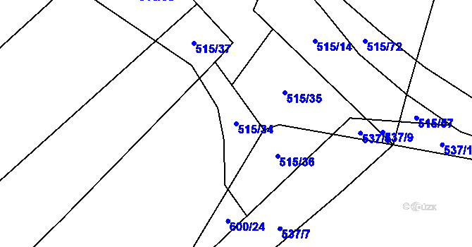 Parcela st. 515/34 v KÚ Kobylí, Katastrální mapa