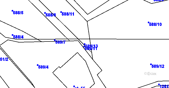 Parcela st. 589/13 v KÚ Kobylí, Katastrální mapa