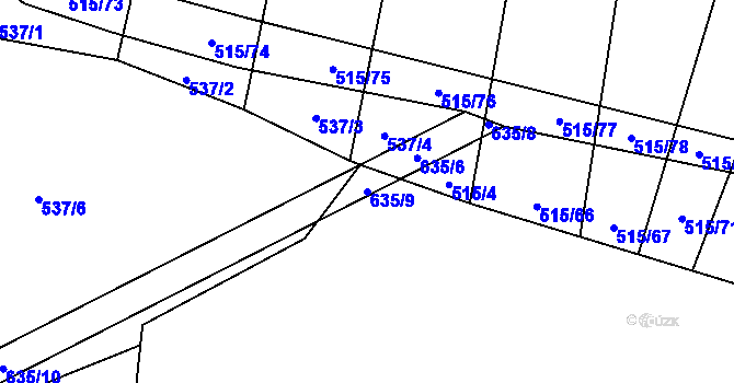 Parcela st. 635/9 v KÚ Kobylí, Katastrální mapa