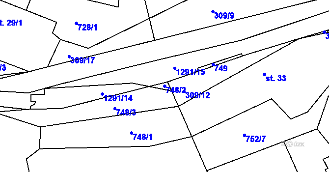 Parcela st. 748/2 v KÚ Kobylí, Katastrální mapa