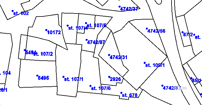 Parcela st. 109/4 v KÚ Kobylí na Moravě, Katastrální mapa