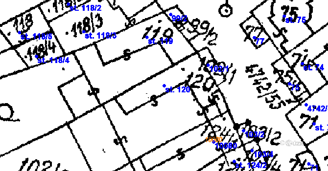 Parcela st. 120 v KÚ Kobylí na Moravě, Katastrální mapa