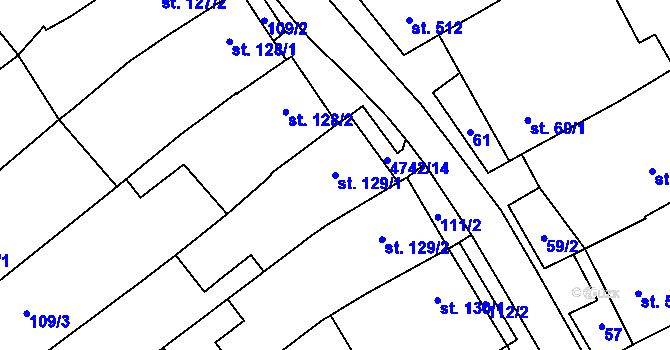 Parcela st. 129/1 v KÚ Kobylí na Moravě, Katastrální mapa
