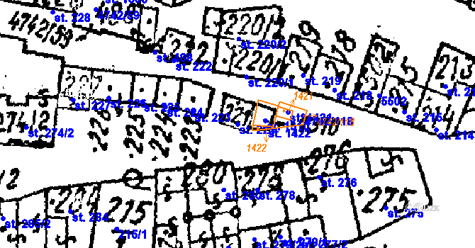 Parcela st. 221 v KÚ Kobylí na Moravě, Katastrální mapa