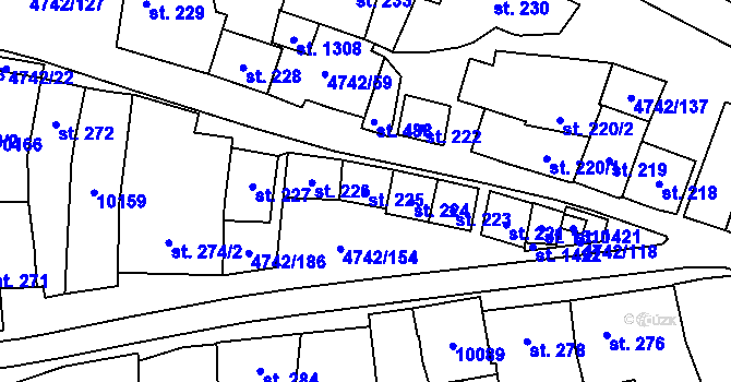 Parcela st. 225 v KÚ Kobylí na Moravě, Katastrální mapa