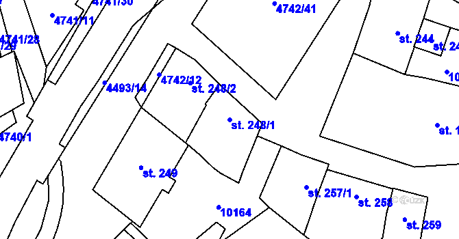Parcela st. 248/1 v KÚ Kobylí na Moravě, Katastrální mapa