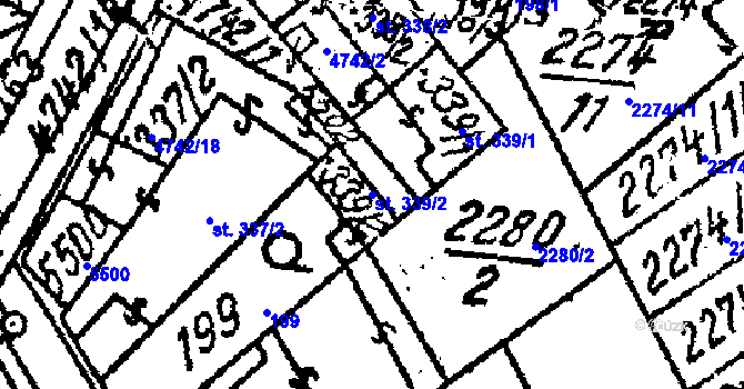 Parcela st. 339/2 v KÚ Kobylí na Moravě, Katastrální mapa