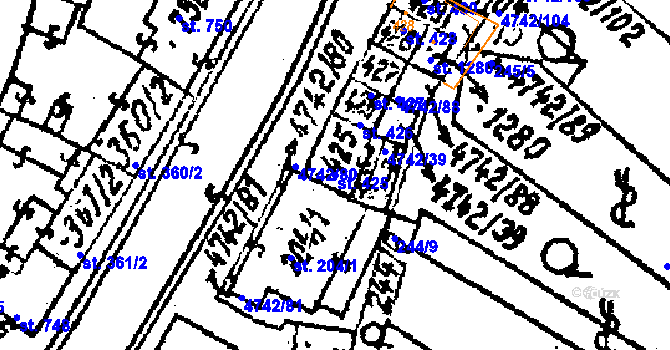 Parcela st. 425 v KÚ Kobylí na Moravě, Katastrální mapa