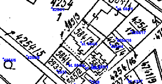 Parcela st. 584/3 v KÚ Kobylí na Moravě, Katastrální mapa