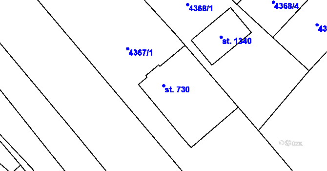 Parcela st. 730 v KÚ Kobylí na Moravě, Katastrální mapa
