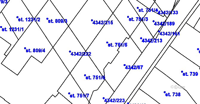 Parcela st. 751 v KÚ Kobylí na Moravě, Katastrální mapa