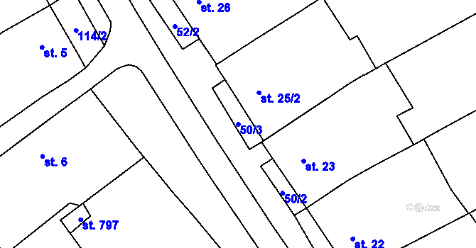 Parcela st. 50/3 v KÚ Kobylí na Moravě, Katastrální mapa