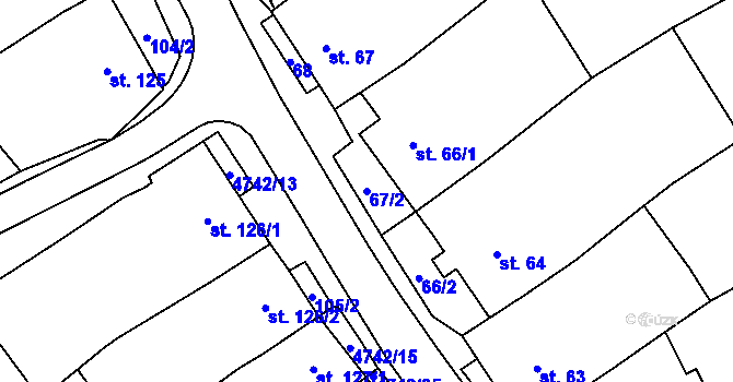 Parcela st. 67/2 v KÚ Kobylí na Moravě, Katastrální mapa