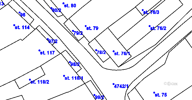 Parcela st. 78/2 v KÚ Kobylí na Moravě, Katastrální mapa