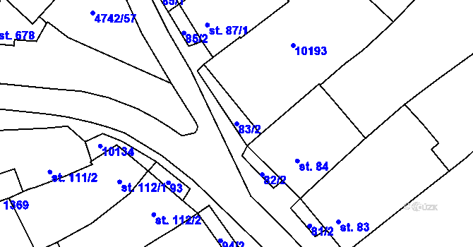 Parcela st. 83/2 v KÚ Kobylí na Moravě, Katastrální mapa