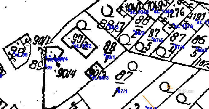 Parcela st. 88/1 v KÚ Kobylí na Moravě, Katastrální mapa