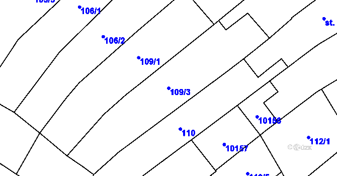 Parcela st. 109/3 v KÚ Kobylí na Moravě, Katastrální mapa
