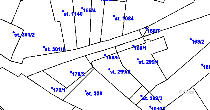 Parcela st. 168/5 v KÚ Kobylí na Moravě, Katastrální mapa
