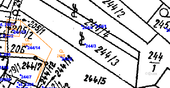 Parcela st. 244/3 v KÚ Kobylí na Moravě, Katastrální mapa