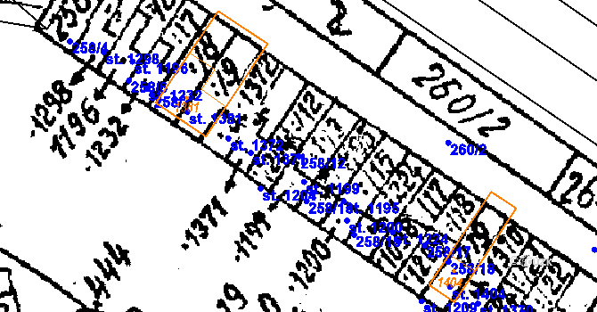 Parcela st. 258/12 v KÚ Kobylí na Moravě, Katastrální mapa