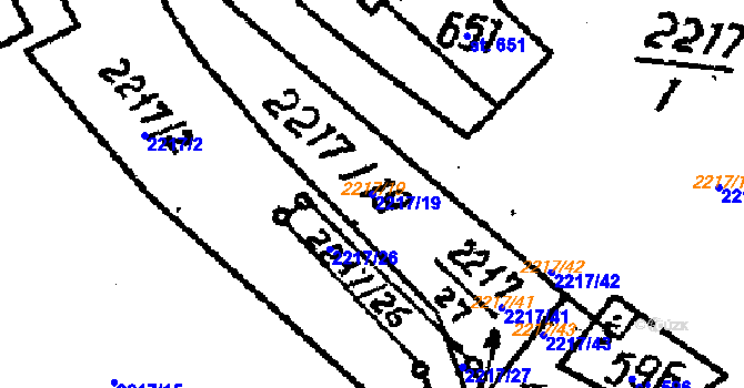 Parcela st. 2217/19 v KÚ Kobylí na Moravě, Katastrální mapa