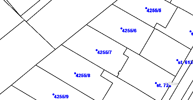Parcela st. 4255/7 v KÚ Kobylí na Moravě, Katastrální mapa