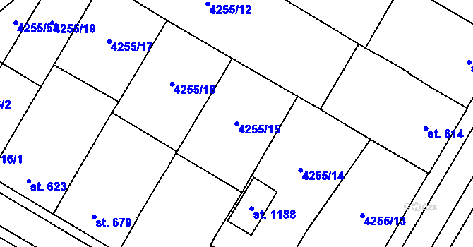 Parcela st. 4255/15 v KÚ Kobylí na Moravě, Katastrální mapa