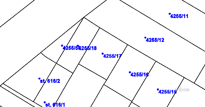 Parcela st. 4255/17 v KÚ Kobylí na Moravě, Katastrální mapa