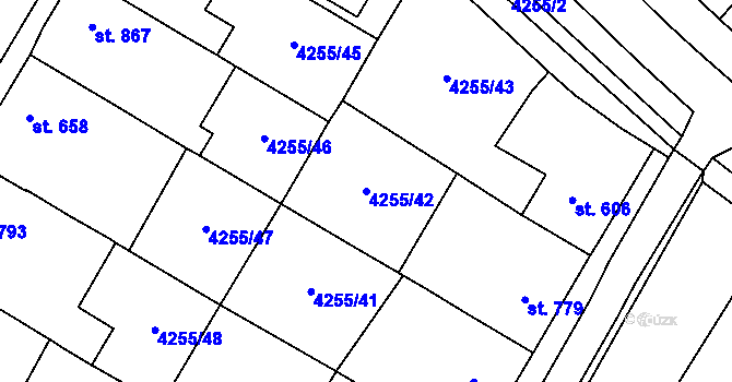 Parcela st. 4255/42 v KÚ Kobylí na Moravě, Katastrální mapa