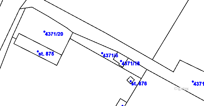Parcela st. 4371/6 v KÚ Kobylí na Moravě, Katastrální mapa