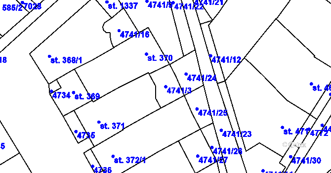 Parcela st. 4741/3 v KÚ Kobylí na Moravě, Katastrální mapa