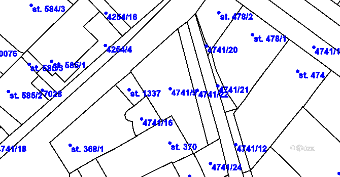 Parcela st. 4741/9 v KÚ Kobylí na Moravě, Katastrální mapa