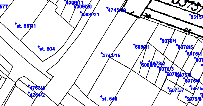 Parcela st. 4743/15 v KÚ Kobylí na Moravě, Katastrální mapa